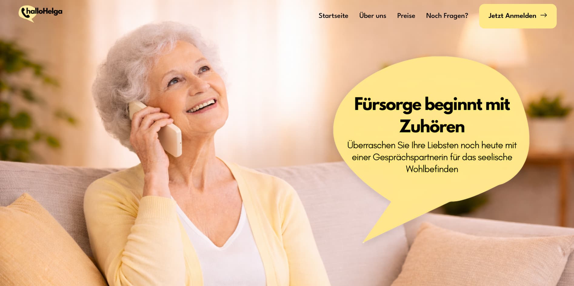 Screenshot der Website halloHelga